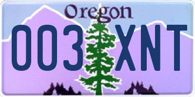 OR license plate 003XNT