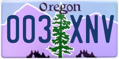 OR license plate 003XNV