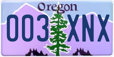 OR license plate 003XNX