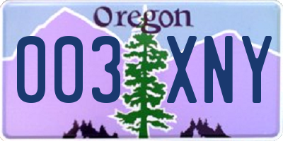 OR license plate 003XNY