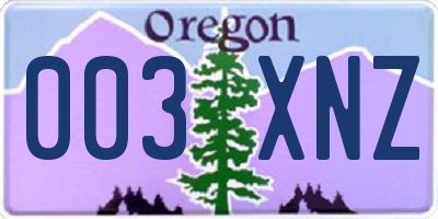 OR license plate 003XNZ