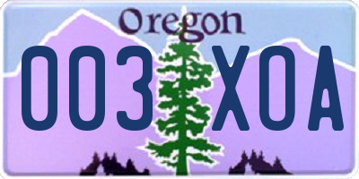 OR license plate 003XOA