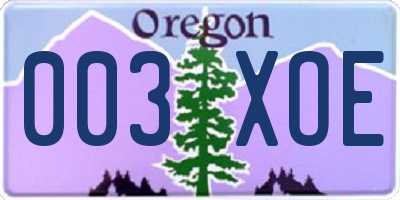 OR license plate 003XOE