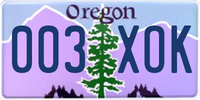 OR license plate 003XOK