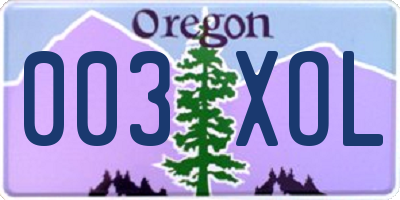 OR license plate 003XOL