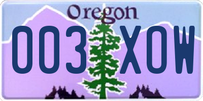 OR license plate 003XOW