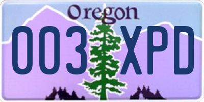 OR license plate 003XPD