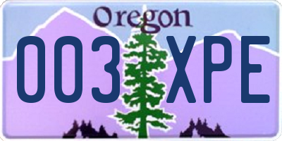 OR license plate 003XPE