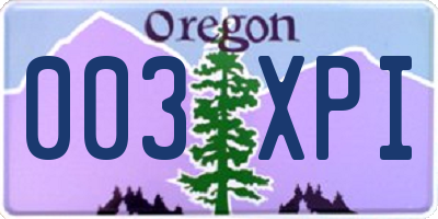 OR license plate 003XPI