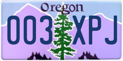 OR license plate 003XPJ