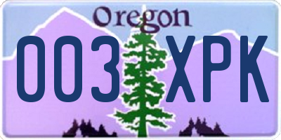 OR license plate 003XPK