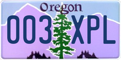 OR license plate 003XPL