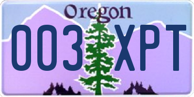OR license plate 003XPT