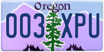 OR license plate 003XPU