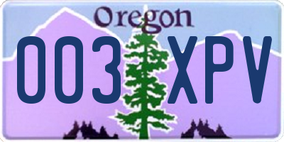 OR license plate 003XPV