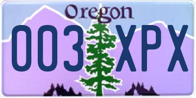 OR license plate 003XPX