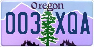 OR license plate 003XQA