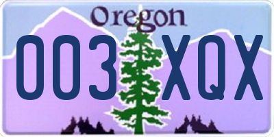 OR license plate 003XQX