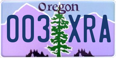 OR license plate 003XRA