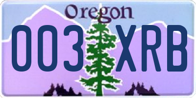 OR license plate 003XRB