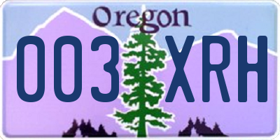 OR license plate 003XRH