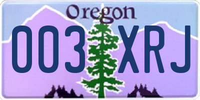 OR license plate 003XRJ