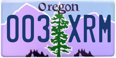 OR license plate 003XRM