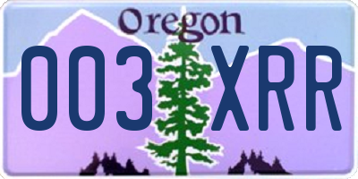 OR license plate 003XRR