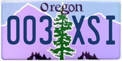 OR license plate 003XSI