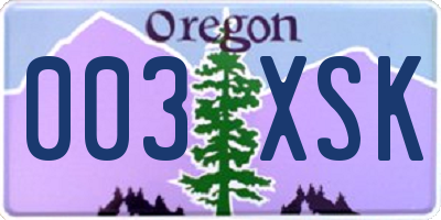 OR license plate 003XSK