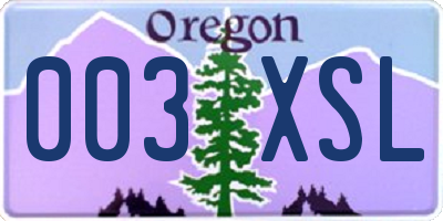 OR license plate 003XSL