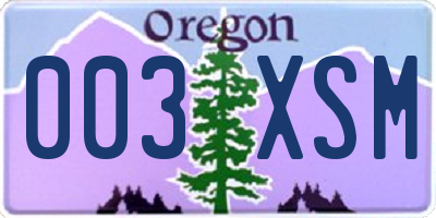OR license plate 003XSM