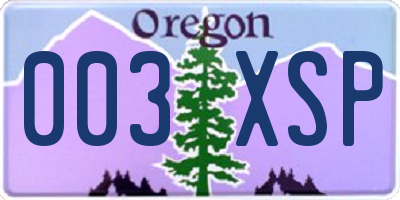 OR license plate 003XSP