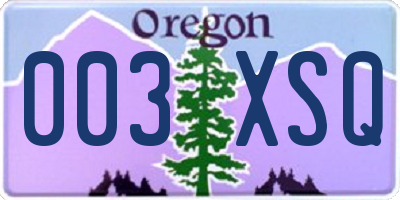 OR license plate 003XSQ