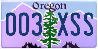 OR license plate 003XSS