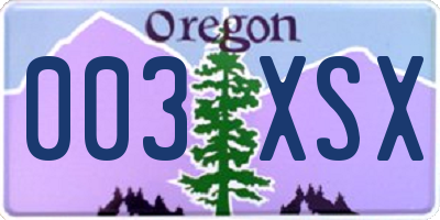 OR license plate 003XSX