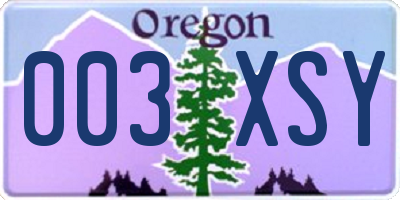 OR license plate 003XSY