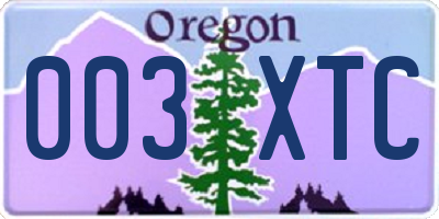 OR license plate 003XTC