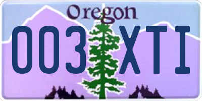 OR license plate 003XTI