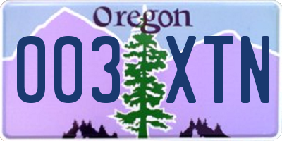 OR license plate 003XTN