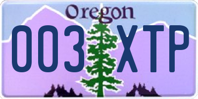 OR license plate 003XTP