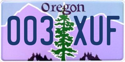 OR license plate 003XUF