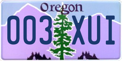 OR license plate 003XUI