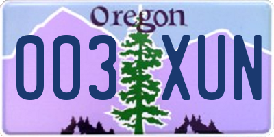 OR license plate 003XUN