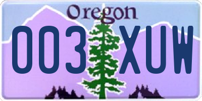 OR license plate 003XUW