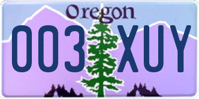 OR license plate 003XUY