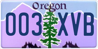 OR license plate 003XVB