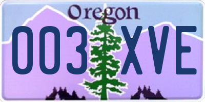 OR license plate 003XVE