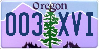 OR license plate 003XVI