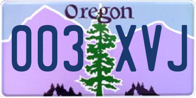 OR license plate 003XVJ